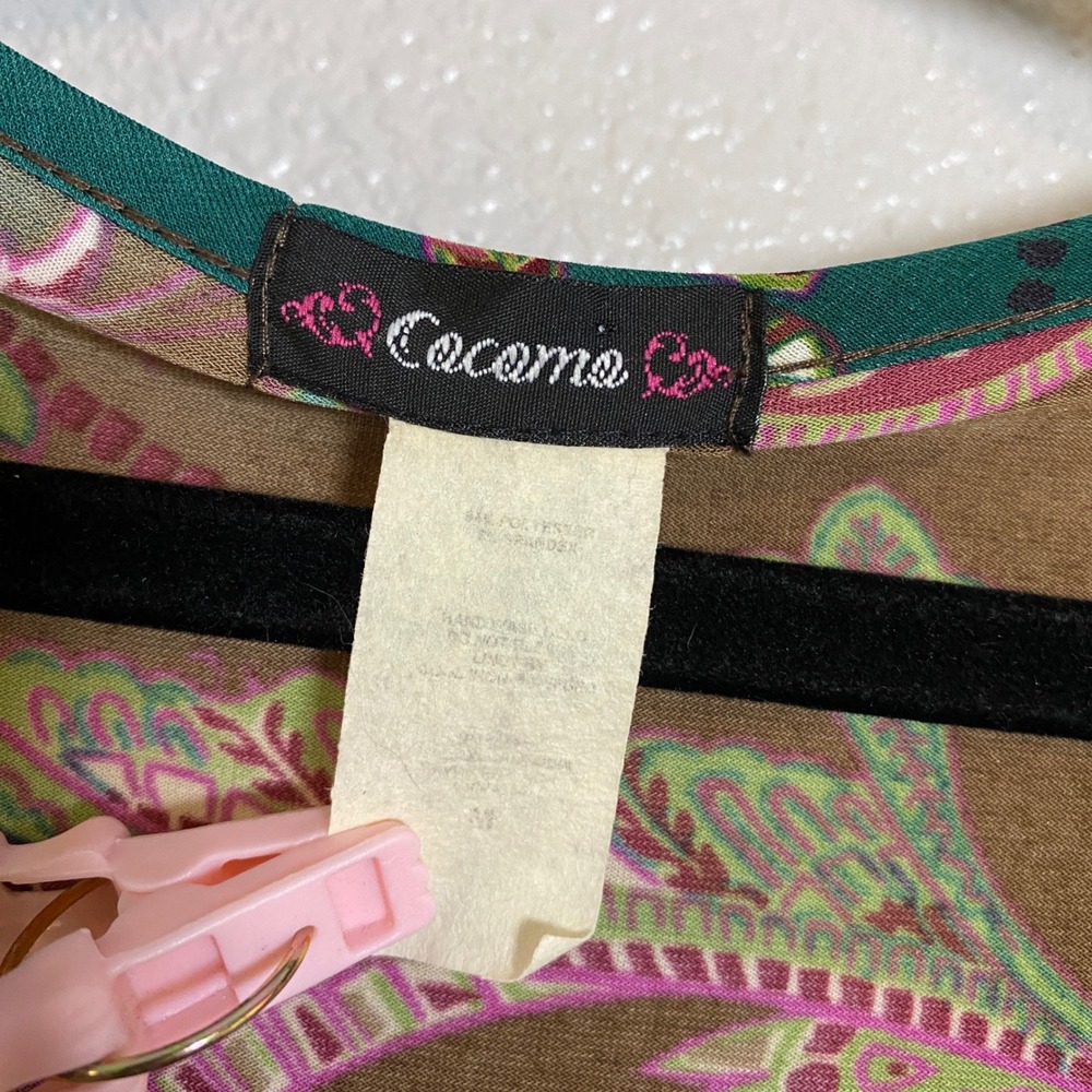 Vintage Y2K Fairycore Fairy Grunge Buckle Boho Hippie Paisley Earthy Top M - Picture 2 of 5